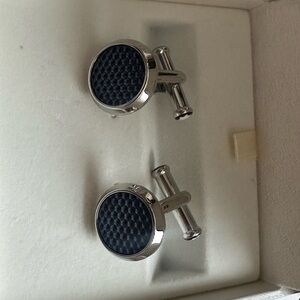 Mont Blanc Silver and Black Textured Cufflinks